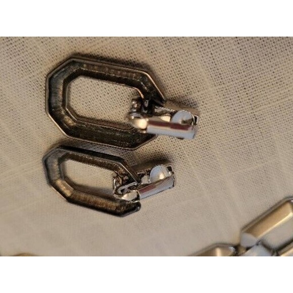 Retro Necklace Set Chunky Brutalist Chain Choker Bracelet Earring Tri Tone - Picture 5 of 12